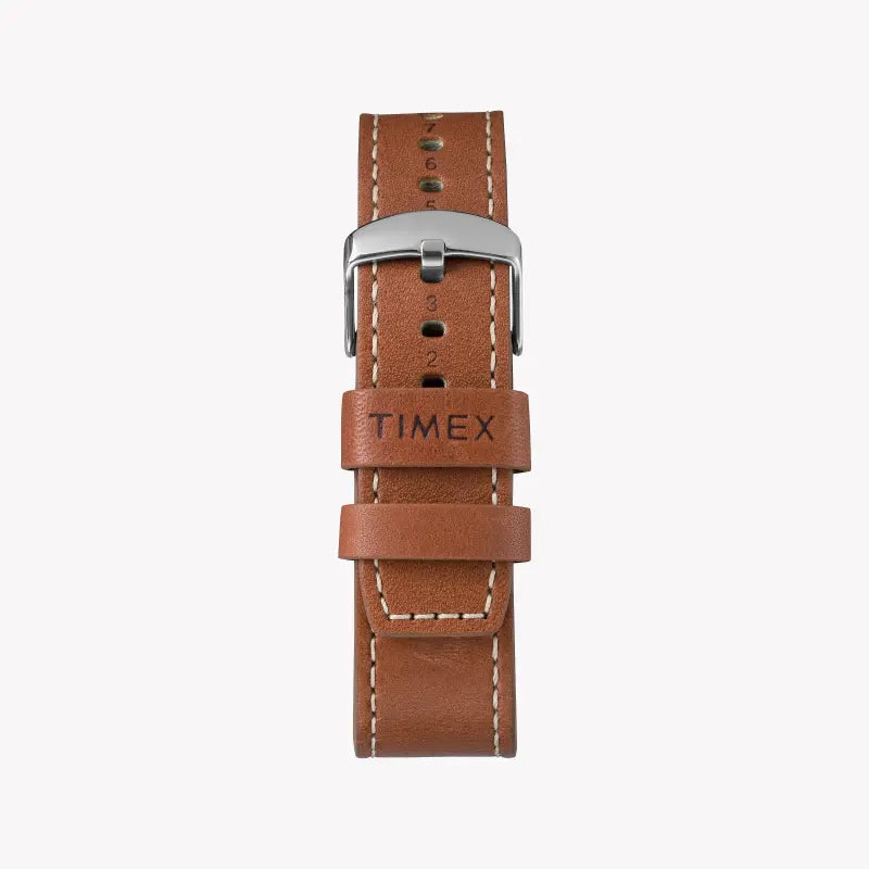 Timex Men's Brown Leather Watch, Black Dial | Tw2p84300