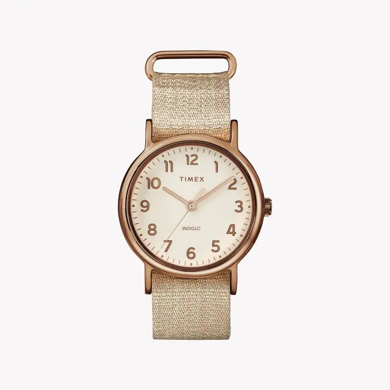 Timex Women's Pink Fabric Watch, Off White Dial | Tw2r92400