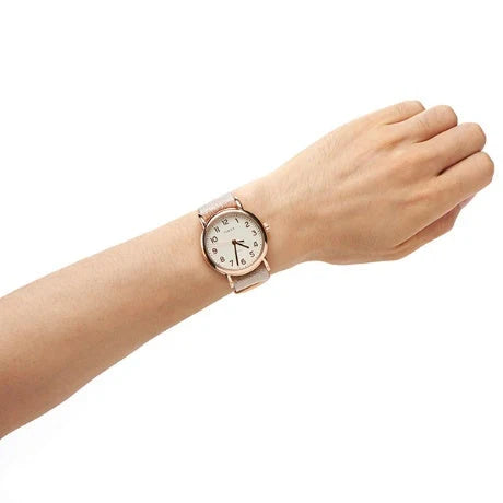 Timex Women's Pink Fabric Watch, Off White Dial | Tw2r92400
