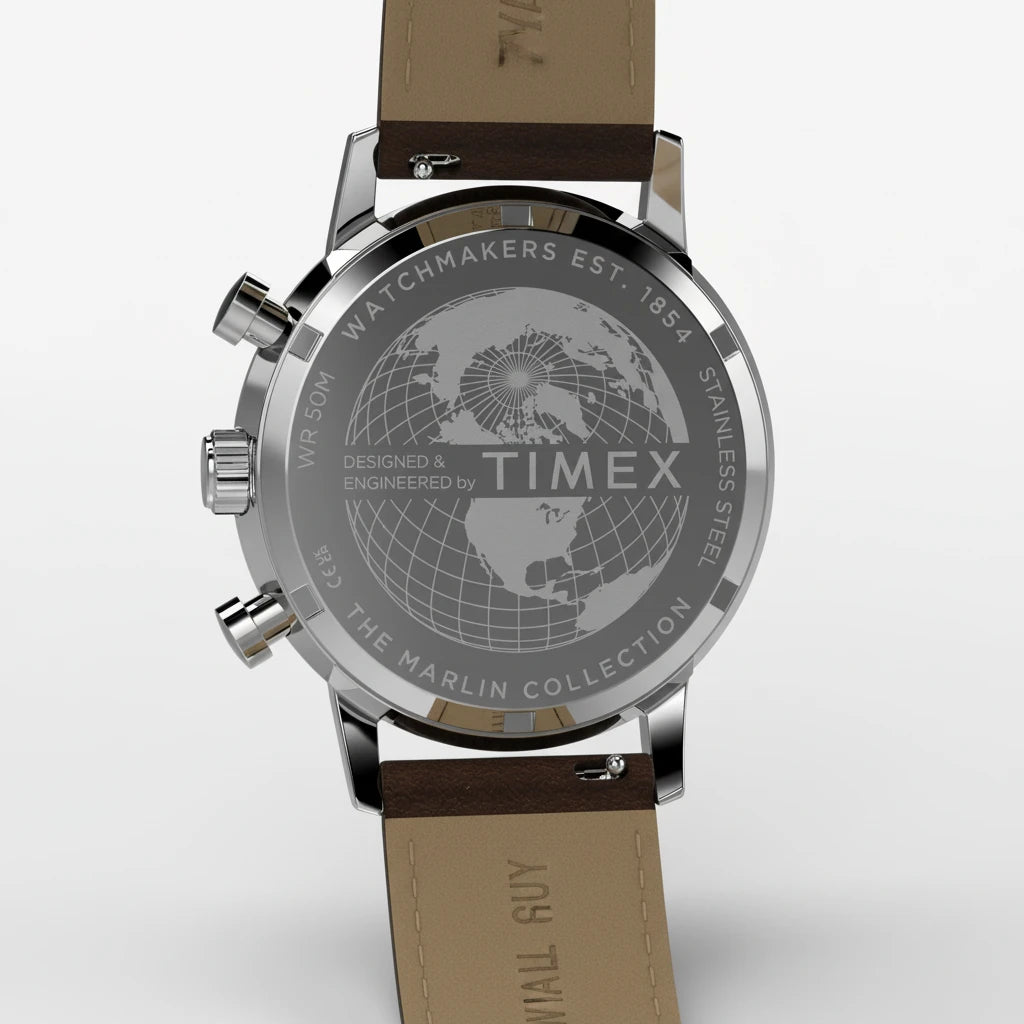 TIMEX Men's Silver-Tone SS, Brown Leather Watch | TW2Y66600