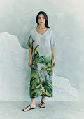 Wild Wings Bird In The Jungle Long Kaftan Dress - Green & Multicolor