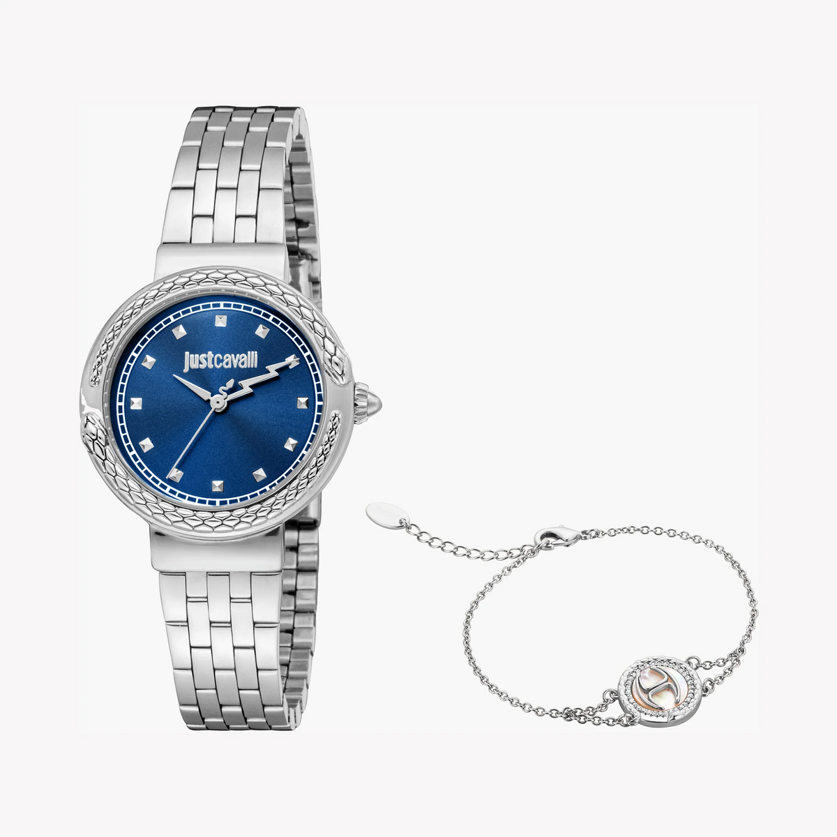 Just Cavalli Men's Silver Watch, Dark Blue Dial | Jc1l311m0015