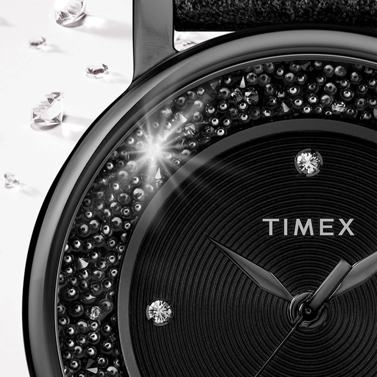 Timex Women's Black Leather Watch, Black Dial | Tw2r93000