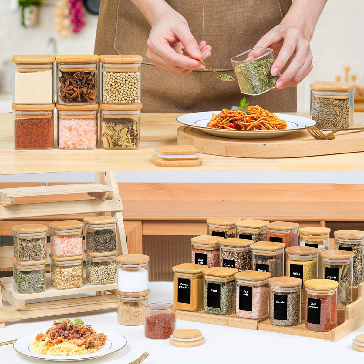 Glass Spice Jars with Airtight Lids (12-Pack)