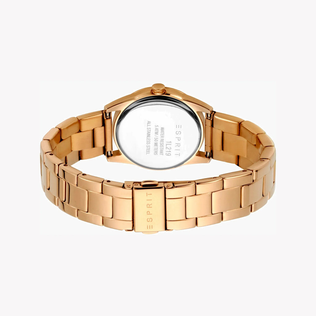 Esprit Women's Rose Gold Stainless Steel Watch, Silver Dial | Es1l189m0015