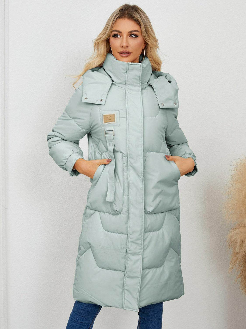 Long Sleeve Longline Hooded Winter Coat for Women