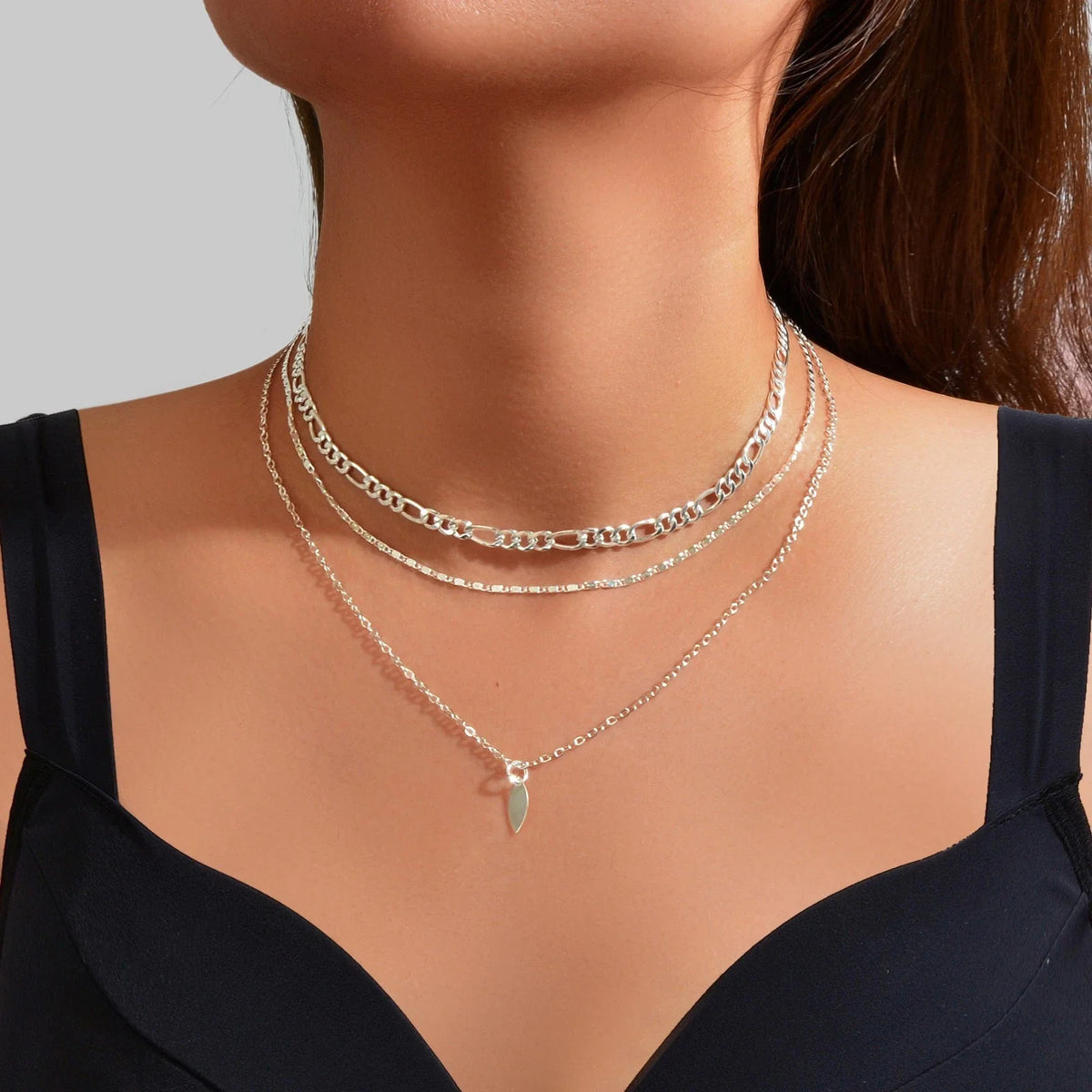 3pcs Boho Multi-Layer Choker Collar Drop Charm Bib Necklace Jewellery Party Gift
